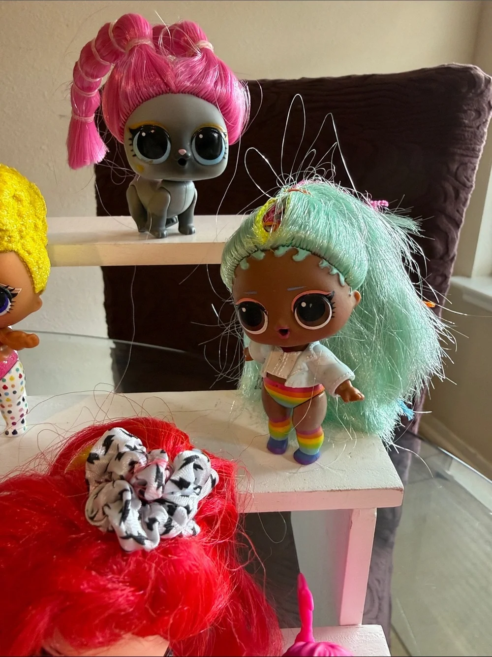 L.O.L. Surprise! Dolls Set with Red, Pink, Yellow, Mint & Gold Hair Accents
